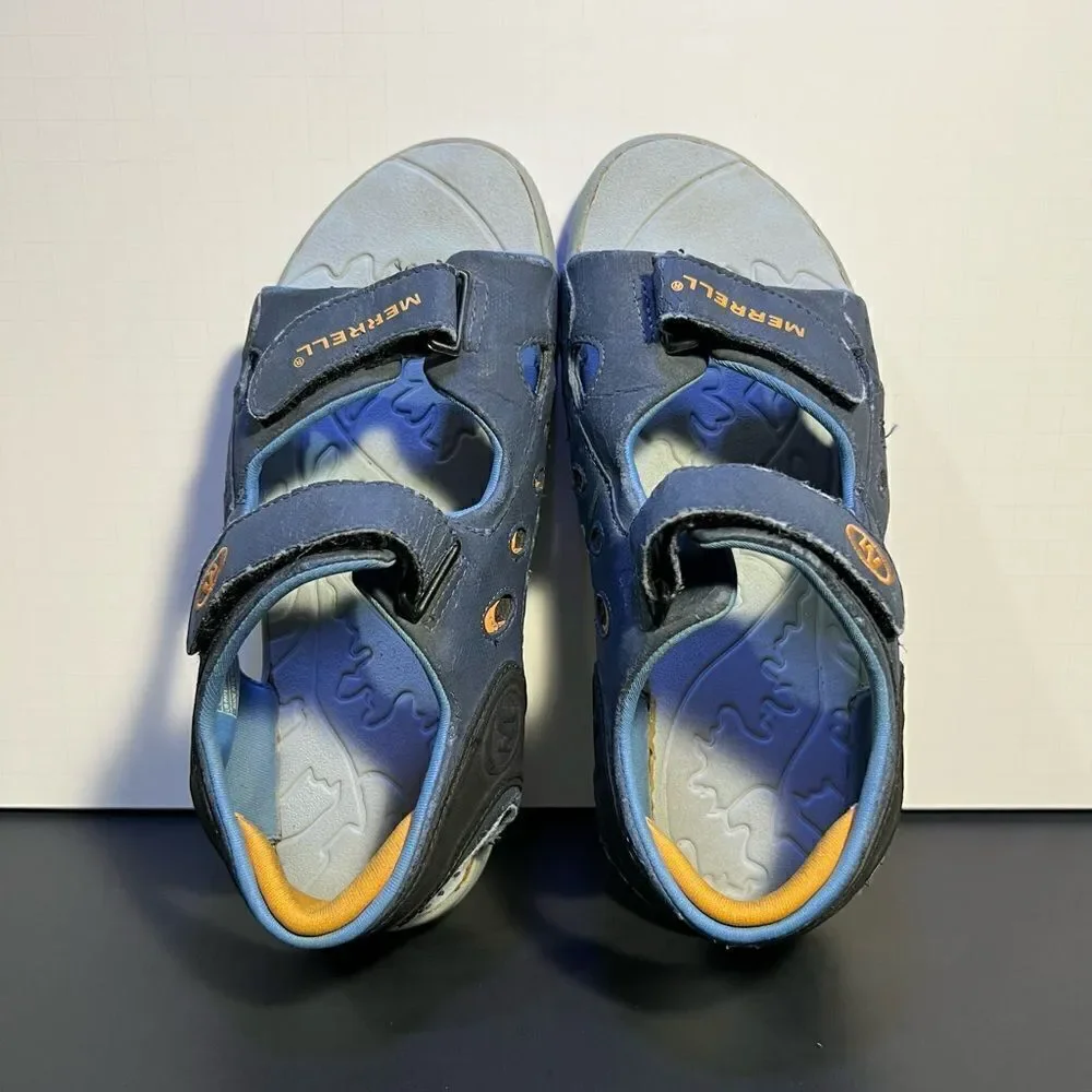 Boys MERRELL Rapid Pulse Navy Blue Hook & Loop Sandals / Size 5